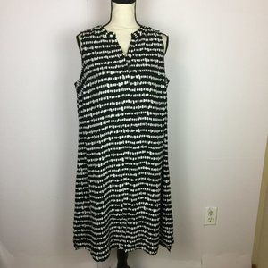 Apt 9 A-Line Tank Dress 16W Woman Plus Black White Print Sleeveless Button Front